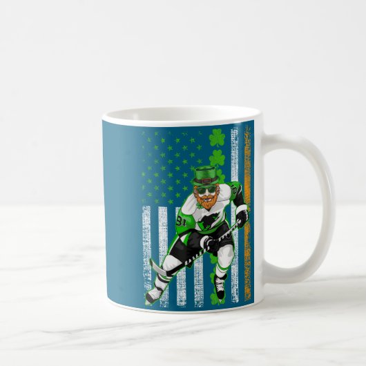 Irish American Flag Lucky Hockey St. Patrick's Day Koffiemok (Rechts)