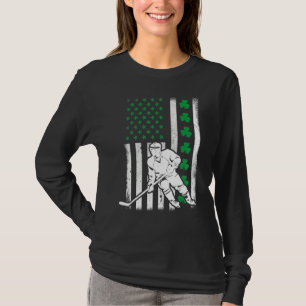 Irish American Flag Lucky Hockey St. Patrick's Day T-shirt