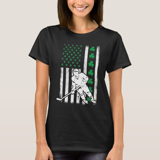 Irish American Flag Lucky Hockey St. Patrick's Day T-shirt (Voorkant)