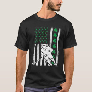 Irish American Flag Lucky Hockey St. Patrick's Day T-shirt