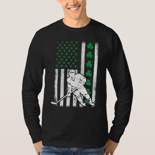 Irish American Flag Lucky Hockey St. Patrick's Day T-shirt (Voorkant)