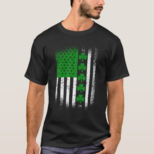 Irish American Flag Lucky Shamrock St Patrick's Da T-shirt (Voorkant)
