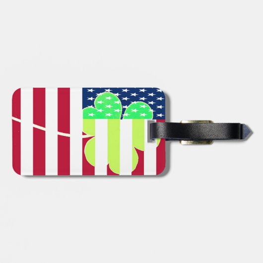 Irish American Flag Shamrock Clover St. Patrick Bagagelabel (Achterkant horizontaal)