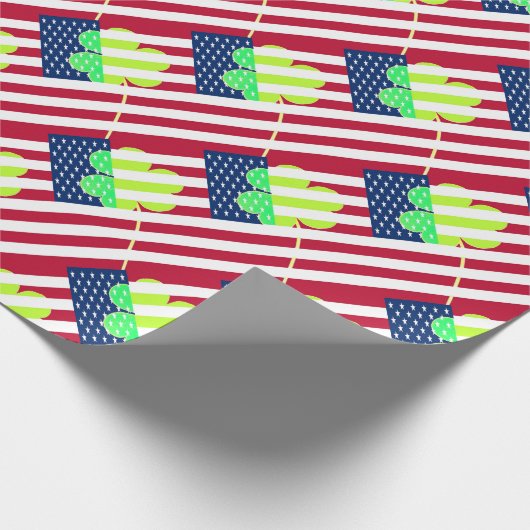 Irish American Flag Shamrock Clover St. Patrick Cadeaupapier (Hoek)
