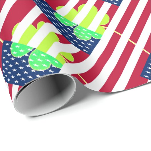 Irish American Flag Shamrock Clover St. Patrick Cadeaupapier (Rol Hoek)