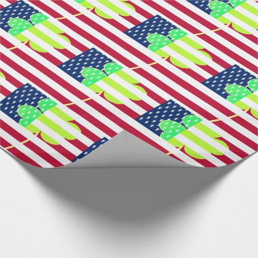 Irish American Flag Shamrock Clover St. Patrick Cadeaupapier (Hoek)