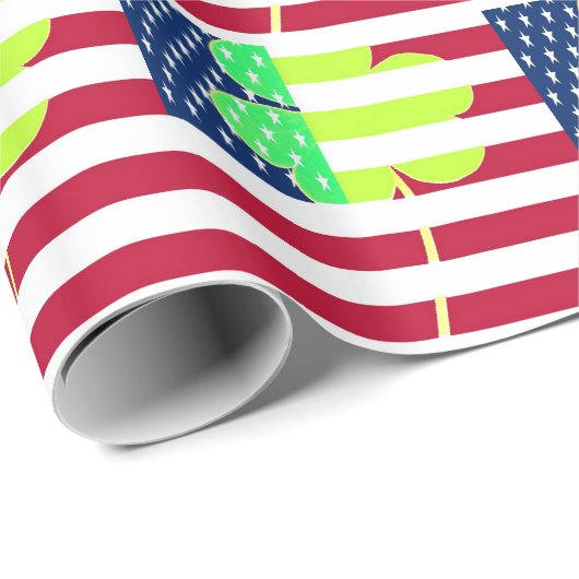 Irish American Flag Shamrock Clover St. Patrick Cadeaupapier (Rol Hoek)
