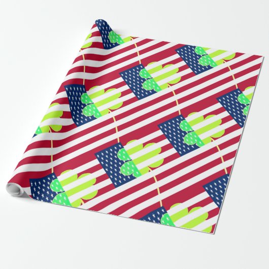 Irish American Flag Shamrock Clover St. Patrick Cadeaupapier (Uitgerold)