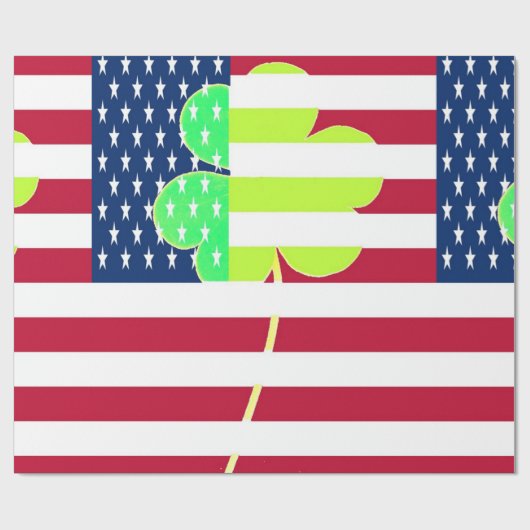 Irish American Flag Shamrock Clover St. Patrick Cadeaupapier (Vlak)