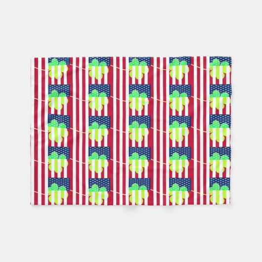 Irish American Flag Shamrock Clover St. Patrick Fleece Deken (Voorkant (Horizontaal))