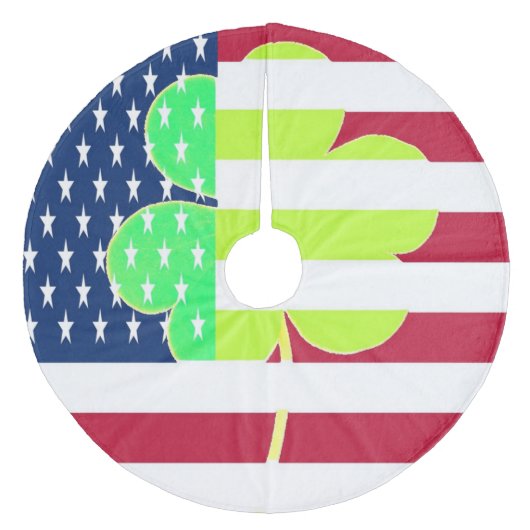 Irish American Flag Shamrock Clover St. Patrick Fleece Kerstboom Rok (Voorkant)