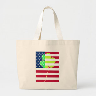 Irish American Flag Shamrock Clover St. Patrick Grote Tote Bag