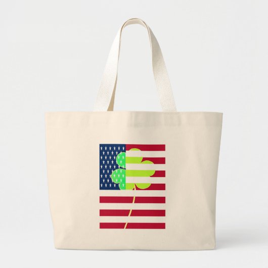 Irish American Flag Shamrock Clover St. Patrick Grote Tote Bag (Voorkant)