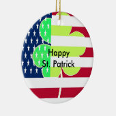 Irish American Flag Shamrock Clover St. Patrick Keramisch Ornament (Rechts)