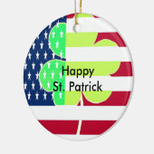Irish American Flag Shamrock Clover St. Patrick Keramisch Ornament (Links)
