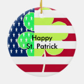 Irish American Flag Shamrock Clover St. Patrick Keramisch Ornament (Achterkant)