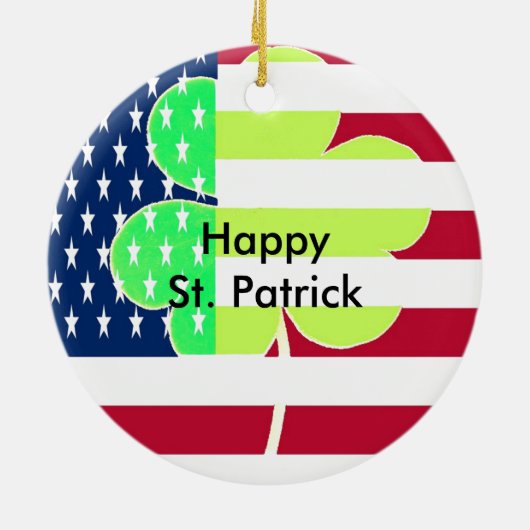 Irish American Flag Shamrock Clover St. Patrick Keramisch Ornament (Achterkant)