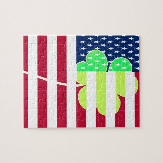 Irish American Flag Shamrock Clover St. Patrick Legpuzzel (Horizontaal)