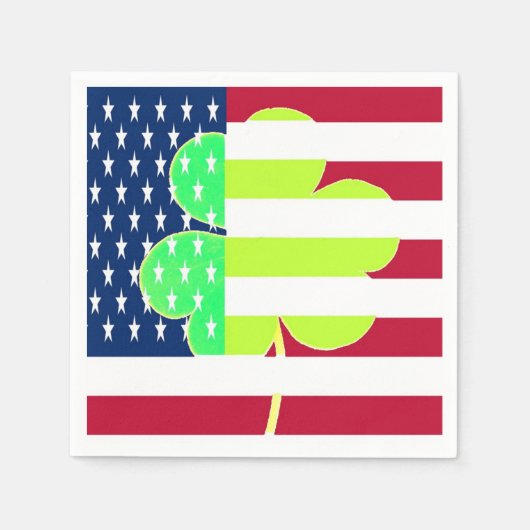 Irish American Flag Shamrock Clover St. Patrick Servetten (Voorkant)