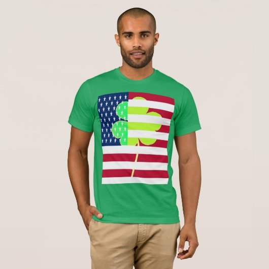 Irish American Flag Shamrock Clover St. Patrick T-shirt (Voorkant volledig)
