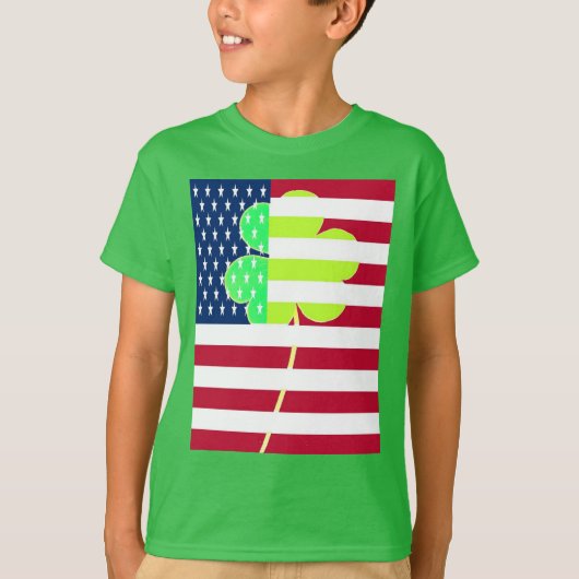 Irish American Flag Shamrock Clover St. Patrick T-shirt (Voorkant)