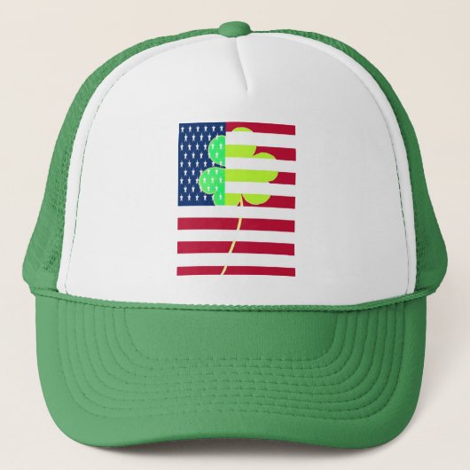 Irish American Flag Shamrock Clover St. Patrick Trucker Pet (Voorkant)