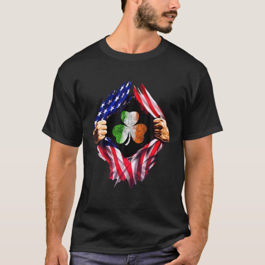 Irish American Flag Shamrock ST PATRICKS DAY T-shirt (Voorkant)