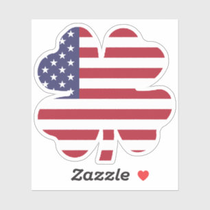 Irish American Flag Shamrock Sticker