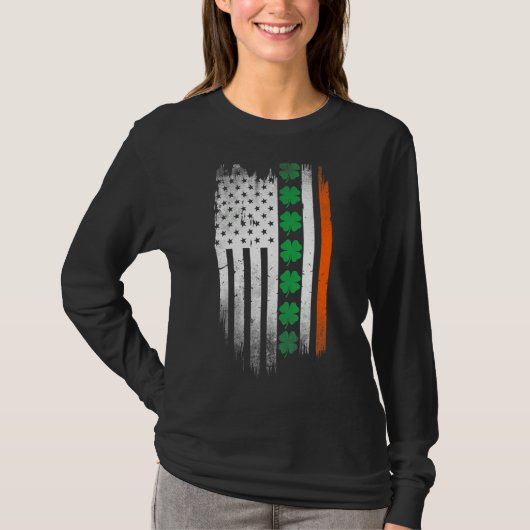 Irish American flag Shamrock Stripes Cool Ireland  T-shirt (Voorkant)