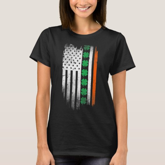 Irish American flag Shamrock Stripes Cool Ireland  T-shirt (Voorkant)