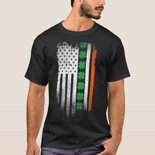 Irish American flag Shamrock Stripes Cool Ireland  T-shirt (Voorkant)