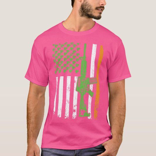 Irish American Flag Shirt Pistool St Patrick's Day (Voorkant)