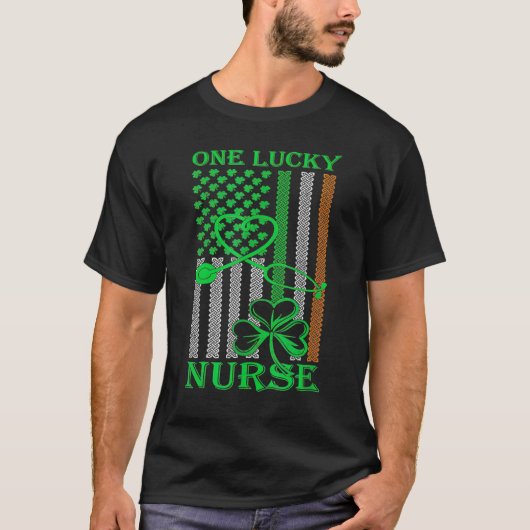 Irish American Flag St Patrick's Day One Lucky Nur T-shirt (Voorkant)