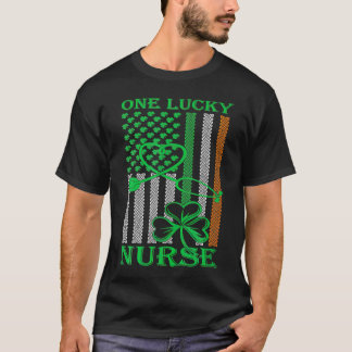 Irish American Flag St Patrick's Day One Lucky Nur T-shirt