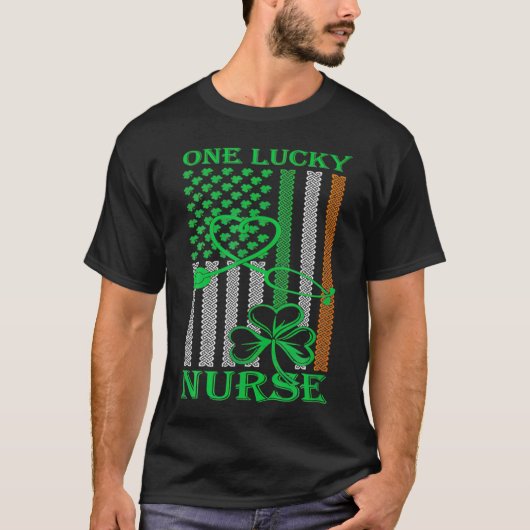 Irish American Flag St Patrick's Day One Lucky Nur T-shirt (Voorkant)