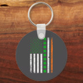 Irish American Flag St. Patrick's Day Shamrock  Sleutelhanger (Voorkant)