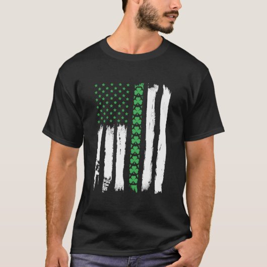 Irish American Flag St Patrick'S Day T-shirt (Voorkant)