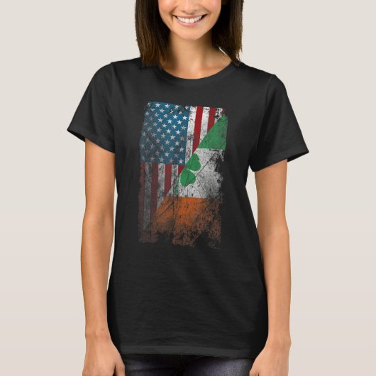 Irish American Flag St Patricks Pride Shamrock Ire T-shirt (Voorkant)