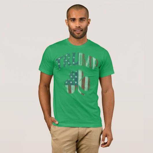 Irish American Flag Trump 2016 Shamrock T-shirt (Voorkant volledig)
