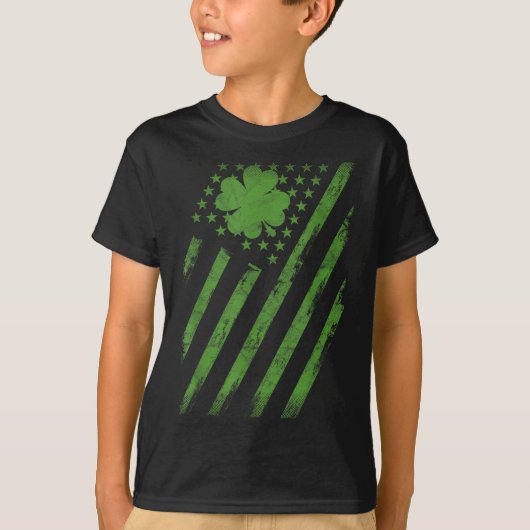 Irish American Flag With Shamrock Luck St Patrick' T-shirt (Voorkant)