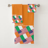 IRISH AMERICAN FLAGS Personalized Scripts ORANJE Bad Handdoek (Insitu)