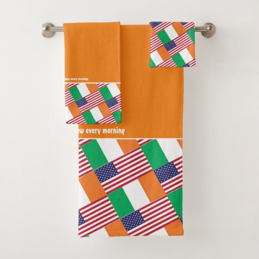IRISH AMERICAN FLAGS Personalized Scripts ORANJE Bad Handdoek (Insitu)