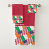 IRISH AMERICAN FLAGS Personalized Scripts RED Bad Handdoek (Insitu)