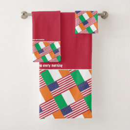 IRISH AMERICAN FLAGS Personalized Scripts RED Bad Handdoek