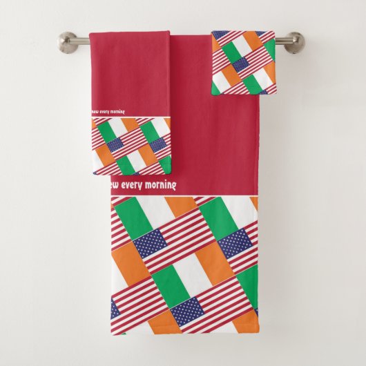 IRISH AMERICAN FLAGS Personalized Scripts RED Bad Handdoek (Insitu)