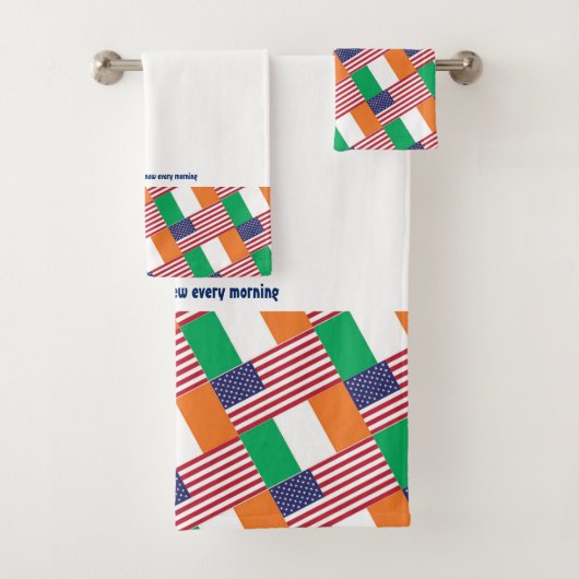 IRISH AMERICAN FLAGS Personalized ScriptWHITE Bad Handdoek (Insitu)