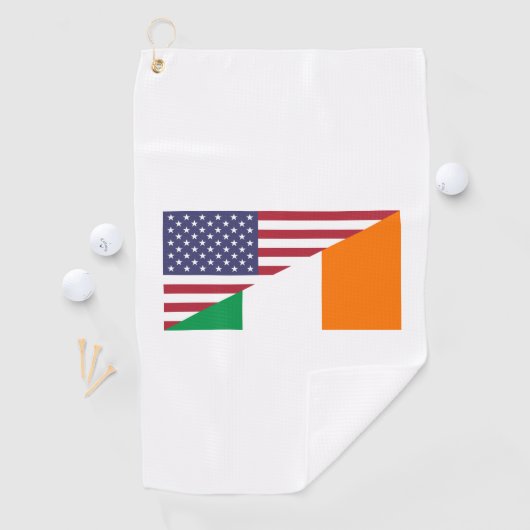 Irish American Pride US Ireland Flag Golfhanddoek (Insitu)