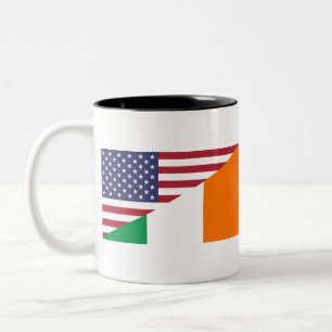 Irish American Pride US Ireland Flag Tweekleurige Koffiemok