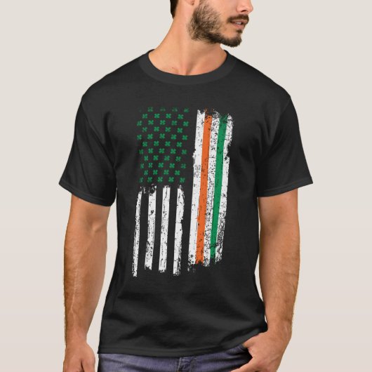 Irish American Shamrock FlagUs Paddy St Patricks D T-shirt (Voorkant)