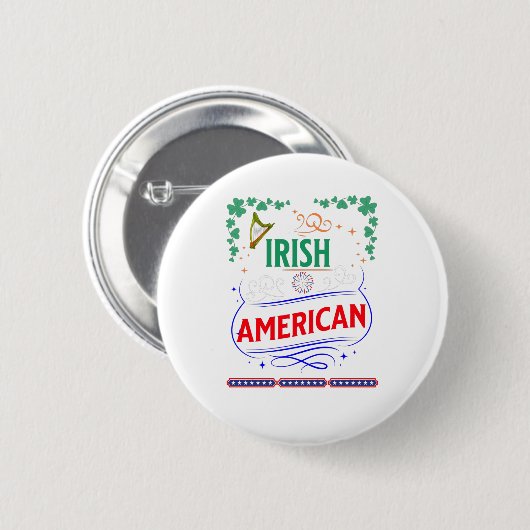 Irish American Shamrocks Harp Banner Fire Ronde Button 5,7 Cm (Voorkant /achterkant)